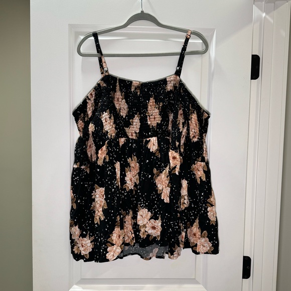 Torrid Blouse Women Size 2X Black Floral Challis Cold Shoulder Boho Chic Top - Picture 3 of 10